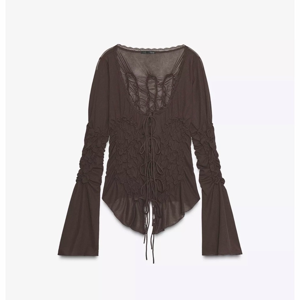 Zara Brown Women's Top Blouse Size M